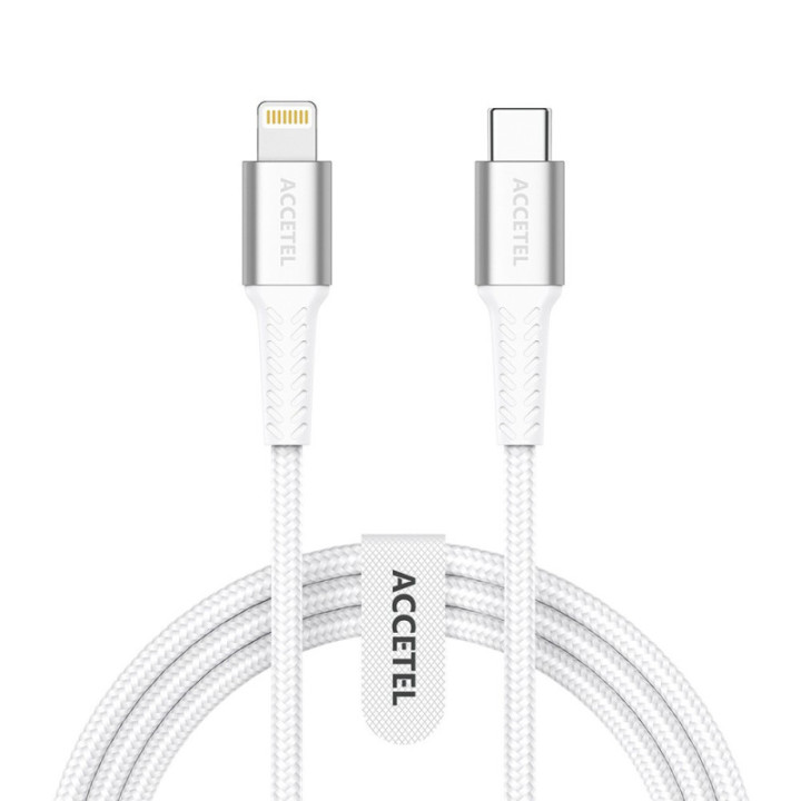 CU2823 Cabo de Carregamento Rápido Nylon Flex 30W - Tipo-C para Lightning (1M) Branco