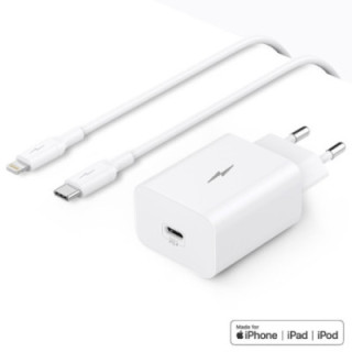 Carregador de Parede Carregamento Rápido Lekus + Cabo (USB-C + Lightning) MFI PD 20W 1.2M