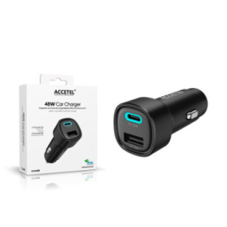 CC648B Carregador de Carro Carregamento Rápido Portas Duplas Tipo-C+USB-A PD Máx. 48W