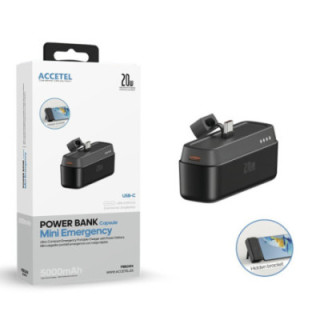 PBB2414B Mini Bateria Auxiliar Externa Tipo-C Carregamento Rápido 5000mAh 20W PD 3.0 - Preto