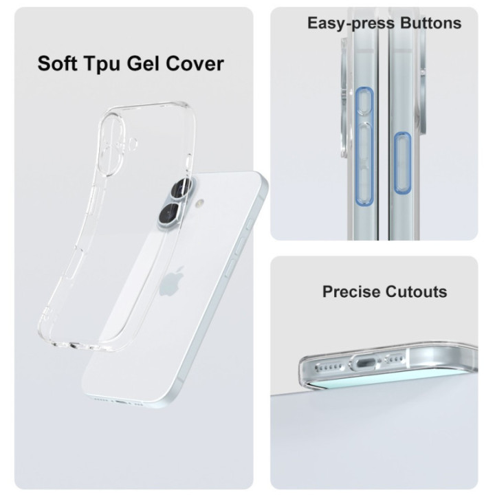 Silicone Transparente 2.0 TPU - iPhone 16 Plus 6.7" (Proteção de Lente)