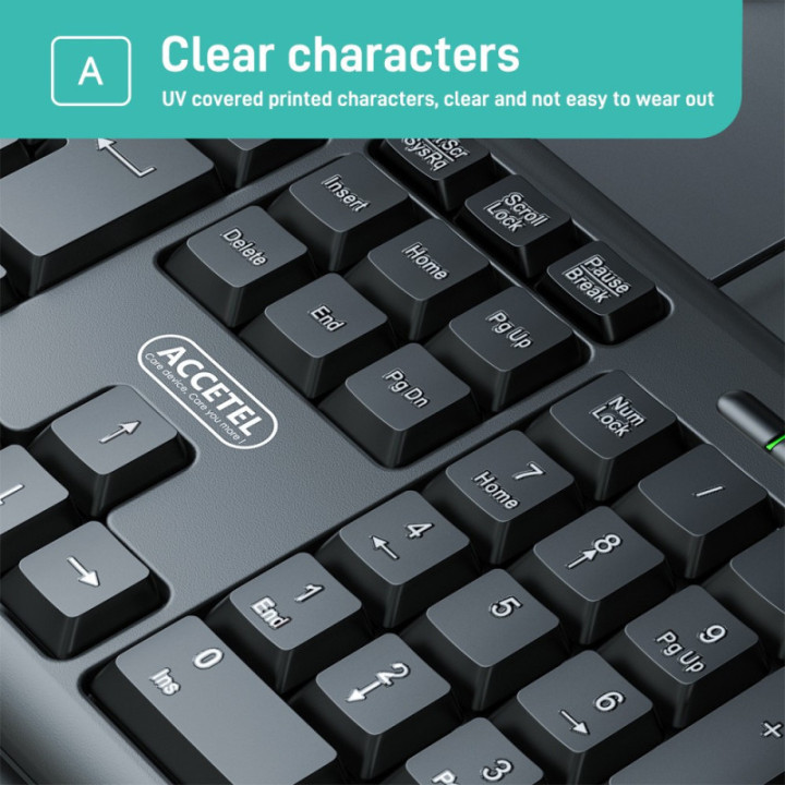 PCT208 Teclado de Escritório Conector USB - Preto (Português)