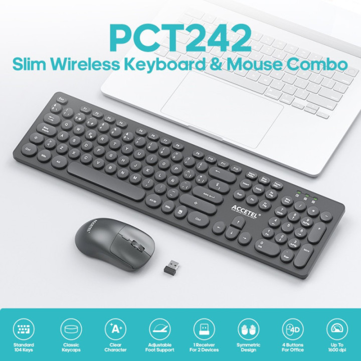 PCT242BK Combo de Teclado e Mouse Sem Fio - Preto (Espanhol)