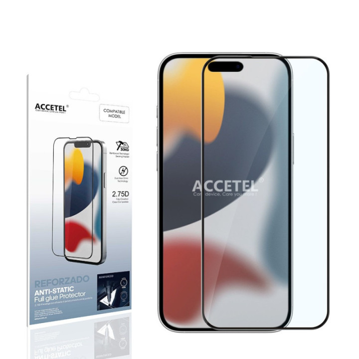 Protetor Full Glue 2.75D Dureza 30kg Antiestático - iPhone 16 Pro