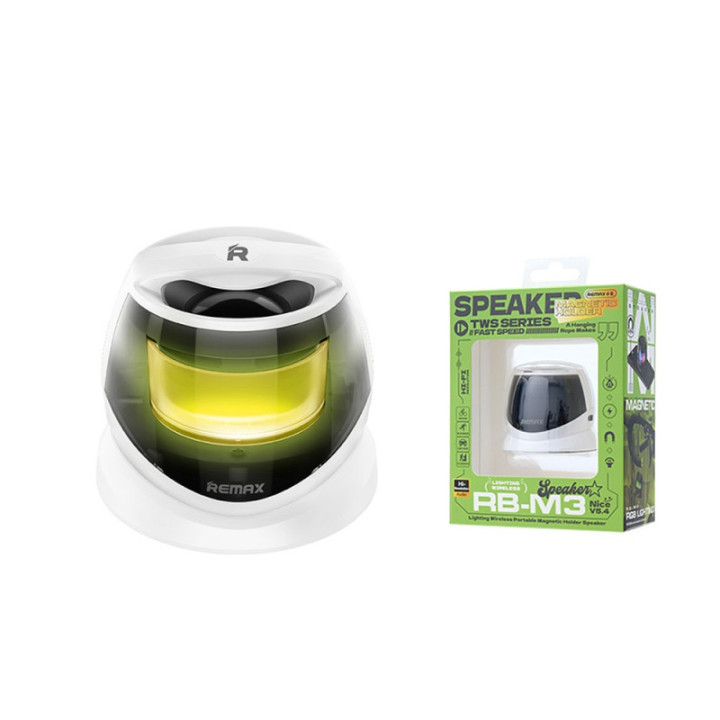 Mini Coluna Portátil Magnética 5W com Luzes RGB e Suporte Integrado