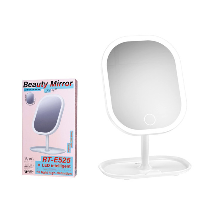 Espelho de Maquilhagem LED Inteligente com Ampliação 5X e Carregamento USB-C