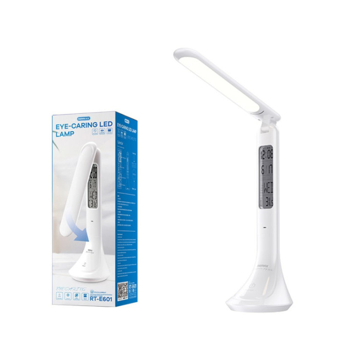 Lâmpada de Mesa LED com Calendário Digital e Proteção Ocular