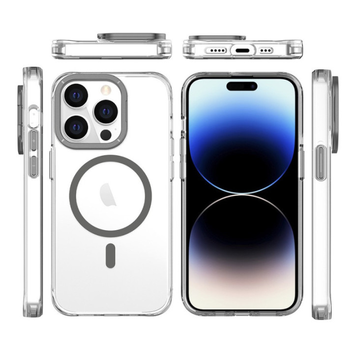 Capa Frame antichoque com aro de alumínio e MagSafe para iPhone 13 Pro / 14 Pro