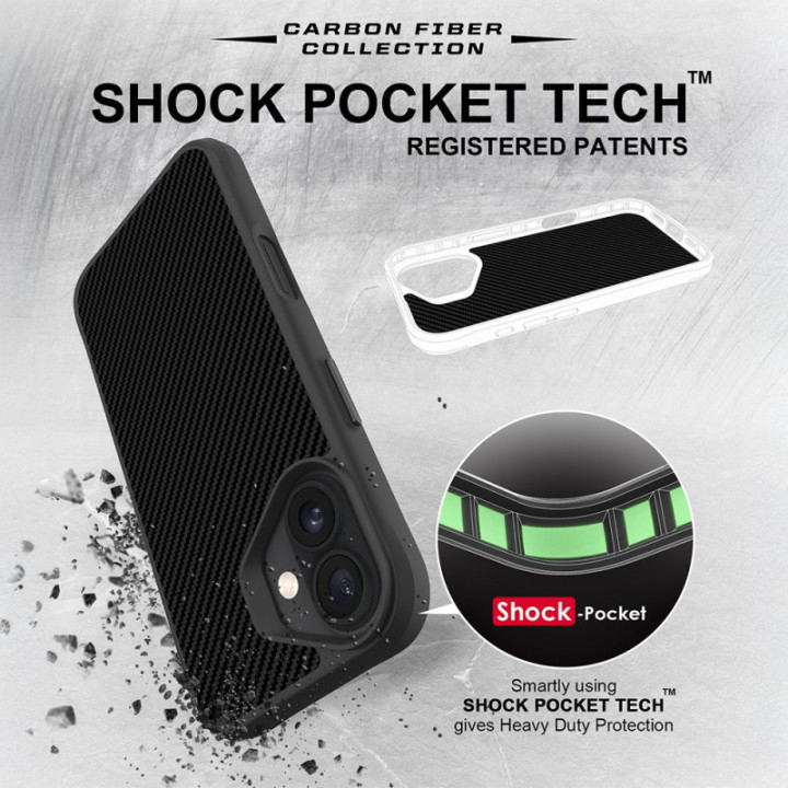 Capa Fiber MagSafe com acabamento em fibra de carbono para iPhone 16