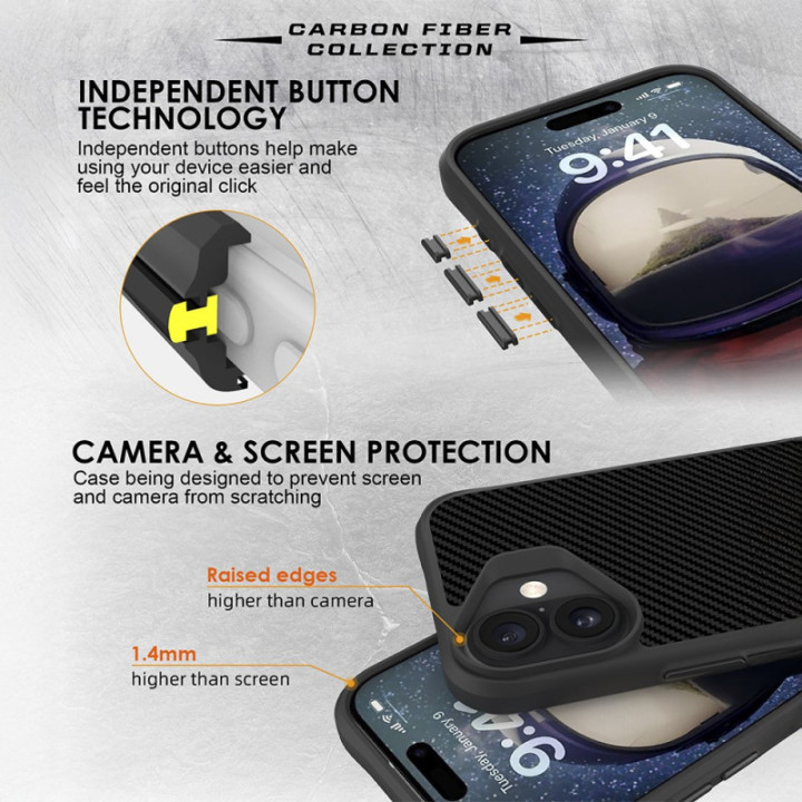 Capa Fiber MagSafe com acabamento em fibra de carbono para iPhone 16