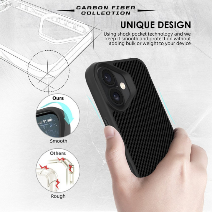 Capa Fiber MagSafe com acabamento em fibra de carbono para iPhone 16