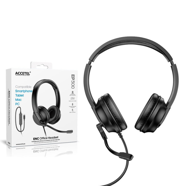 EP300 Headset de Escritório com Microfone ENC e Conexão USB-C