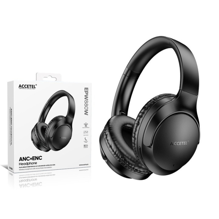 EPW880B Fones de Ouvido sem Fio ANC+ENC com Cancelamento Ativo de Ruído e Microfone ? Preto