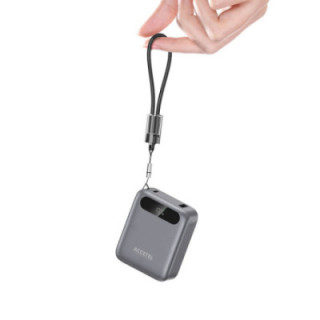 PBB2430G Bateria Externa de Carga Rápida 10000mAh 22,5W PD+QC3.0 com Tela Digital e Cabo USB-C Integrado